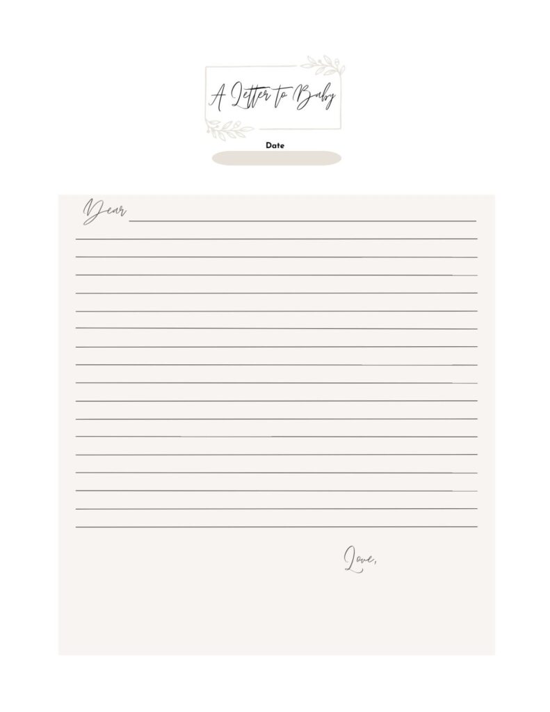 letter to baby journal page