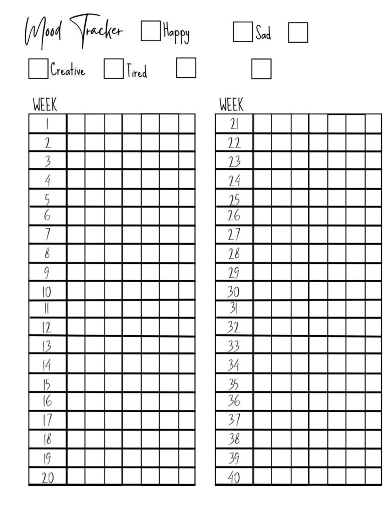 Mood tracker bullet journal