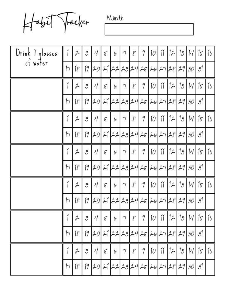 Monthly habit tracker