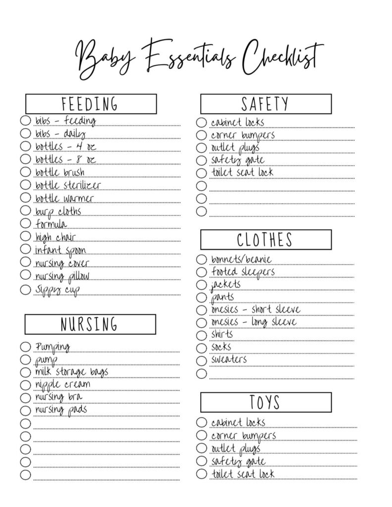 baby essentials checklist
