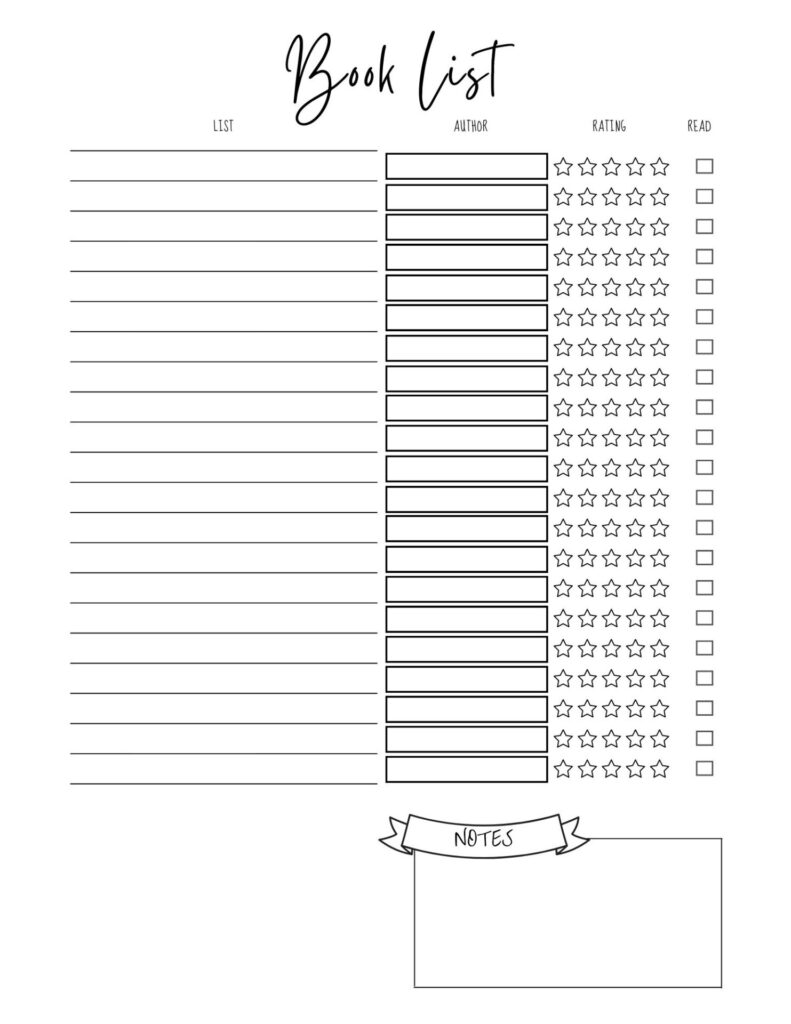 book list for bullet journal