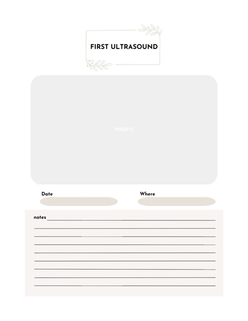 ultrasound journal page idea