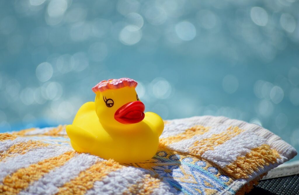 rubber duck and towel