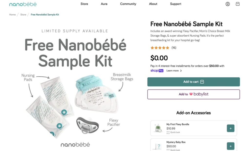 nanobebe sample kit sign up